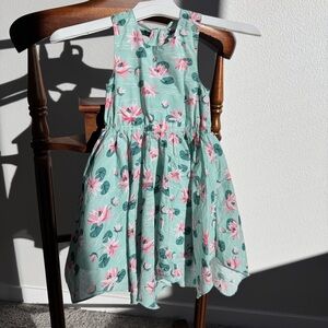 Tommy Bahama Girls Floral Dress Mint Pink Lotus Sleeveless Size 2T